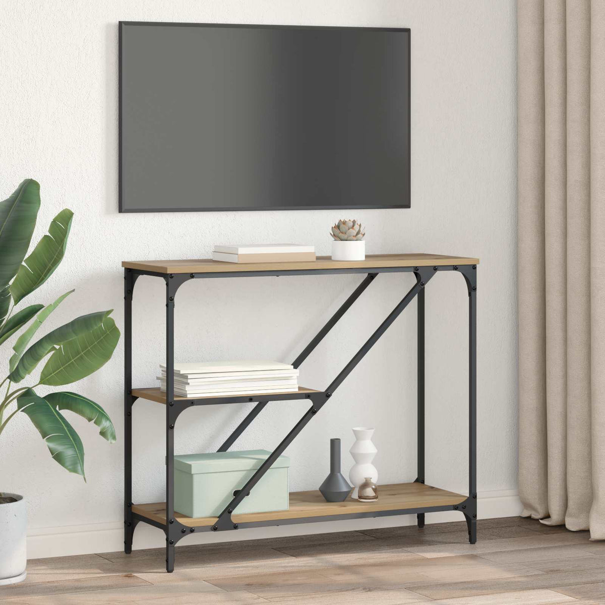 Konsolbord Artisan Egetræ 88,5 x 30 x 75 cm Konstrueret træ