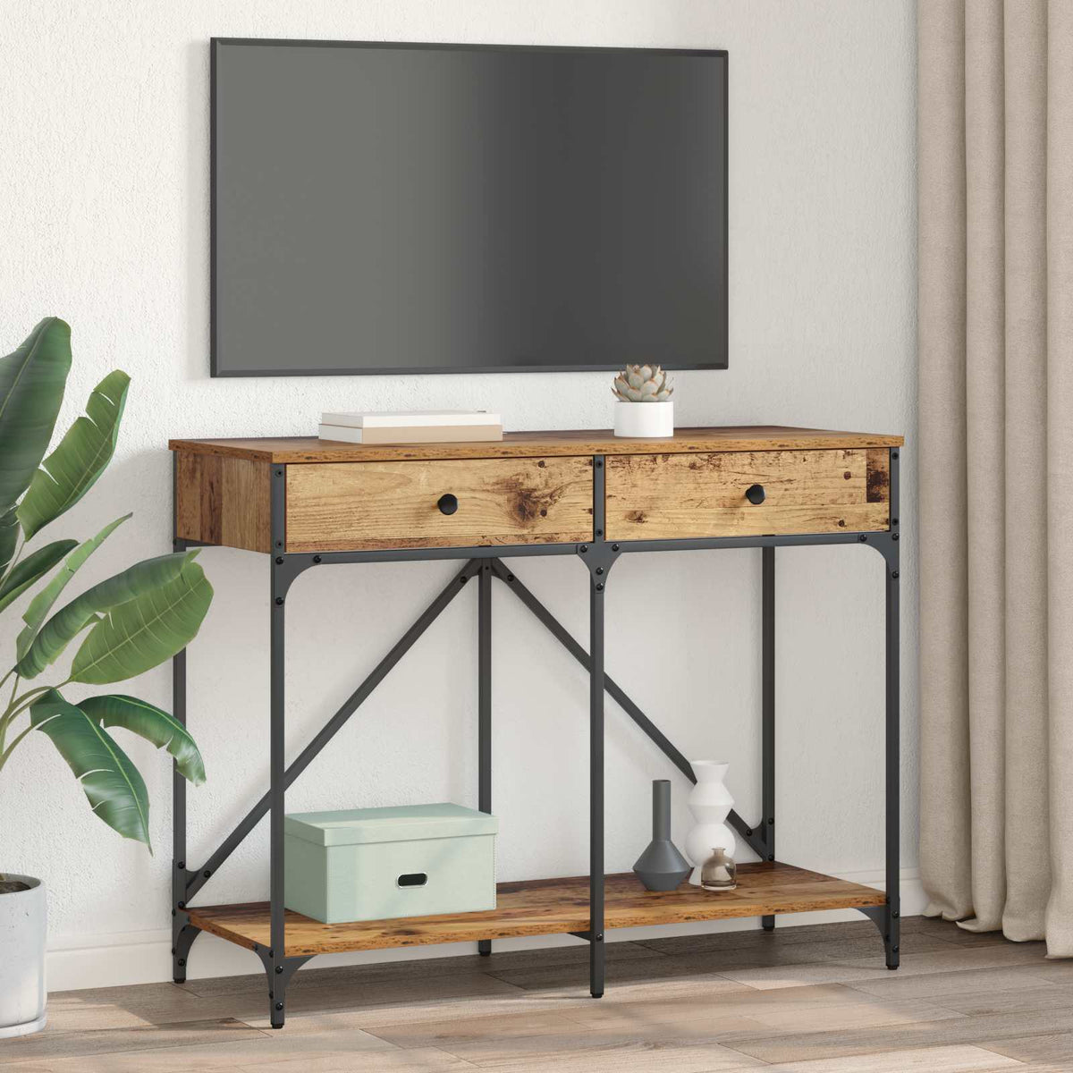 Konsolbord Gammelt træ 100 x 39 x 78,5 cm Konstrueret træ