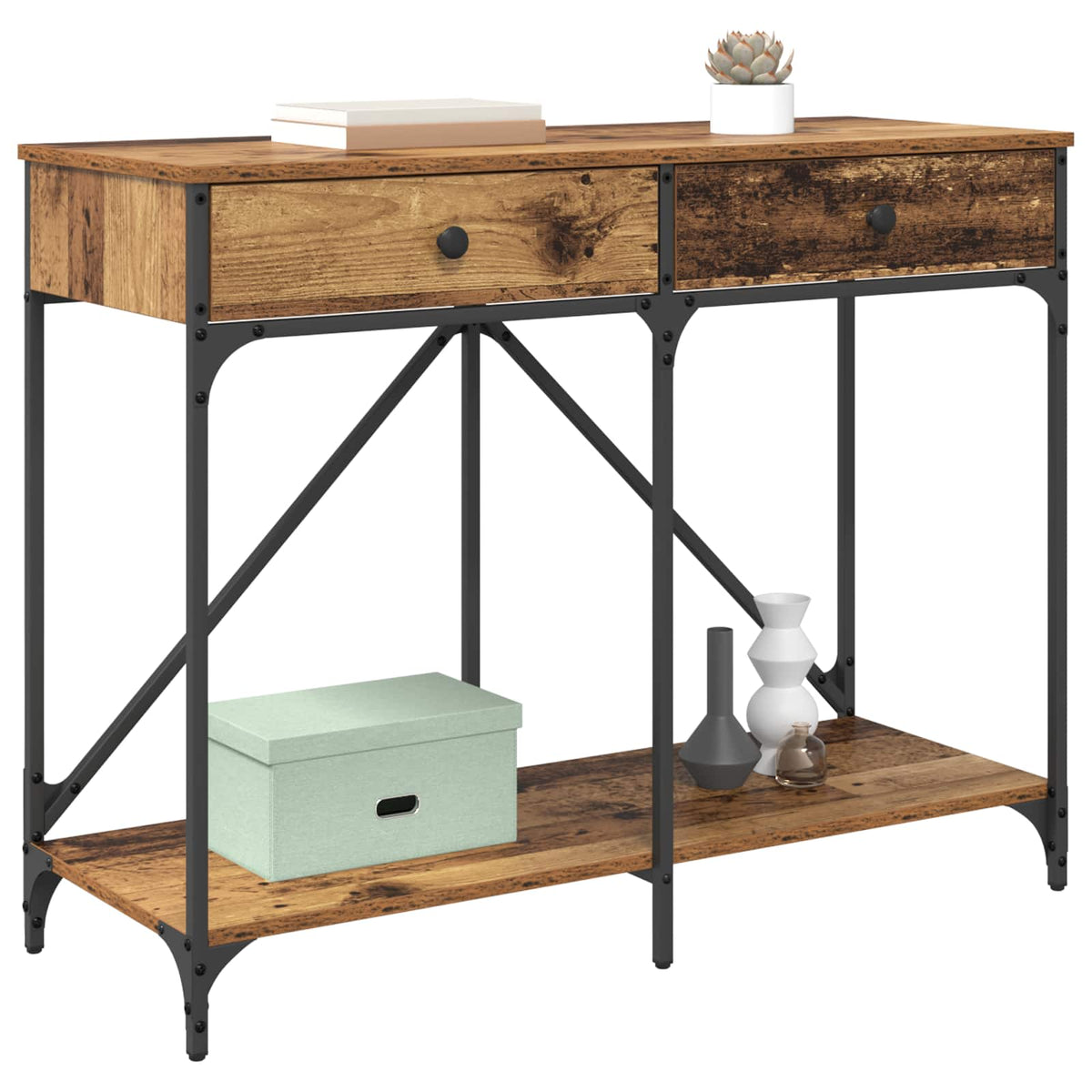 Konsolbord Gammelt træ 100 x 39 x 78,5 cm Konstrueret træ