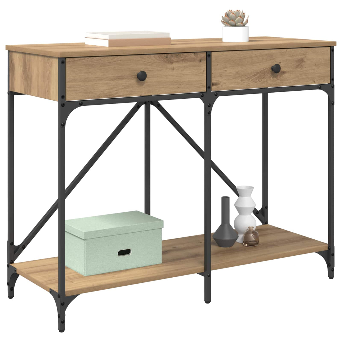 Konsolbord Artisan Egetræ 100 x 39 x 78,5 cm Konstrueret træ
