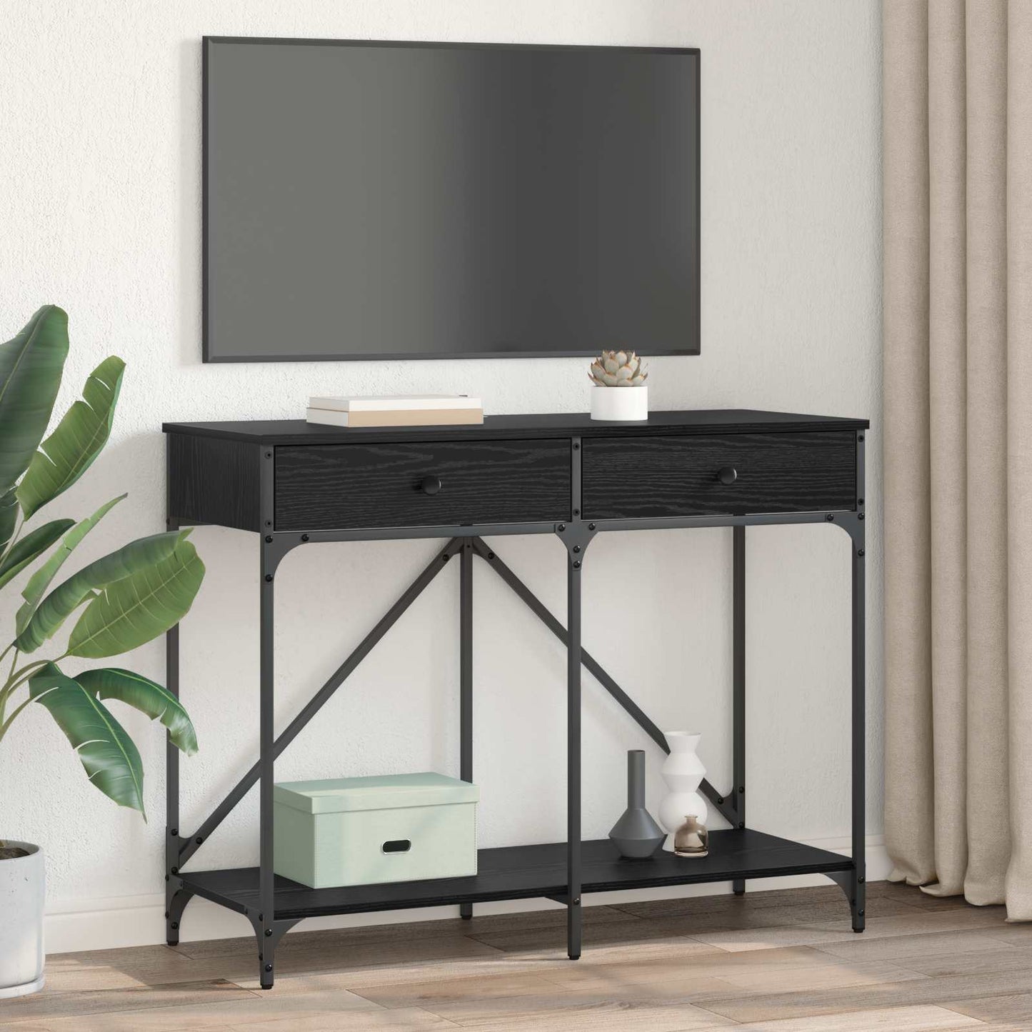 Konsolbord Sort eg 100 x 39 x 78,5 cm Konstrueret træ