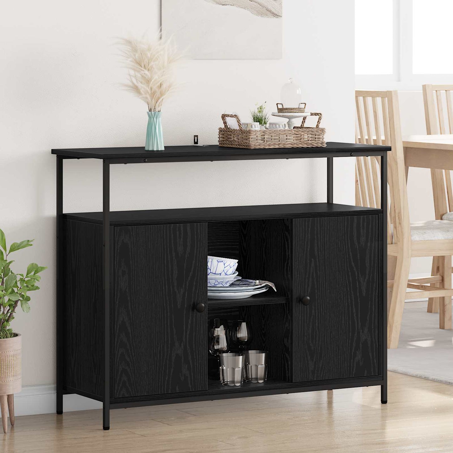 Sideboard Sort eg 100 x 35 x 80 cm Konstrueret træ