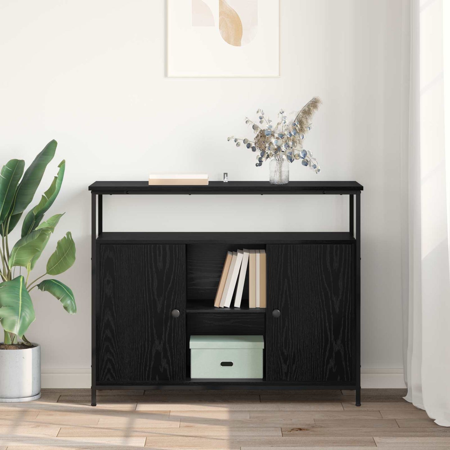 Sideboard Sort eg 100 x 35 x 80 cm Konstrueret træ