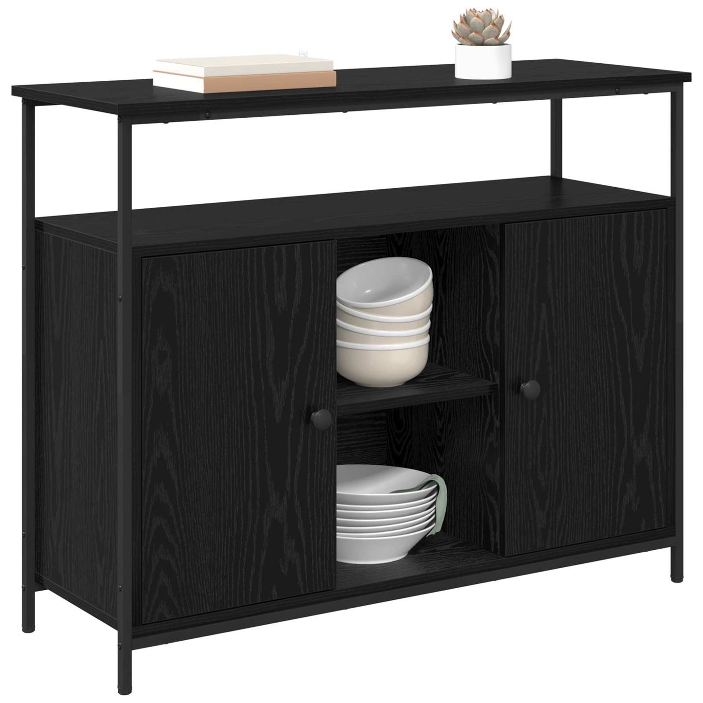 Sideboard Sort eg 100 x 35 x 80 cm Konstrueret træ