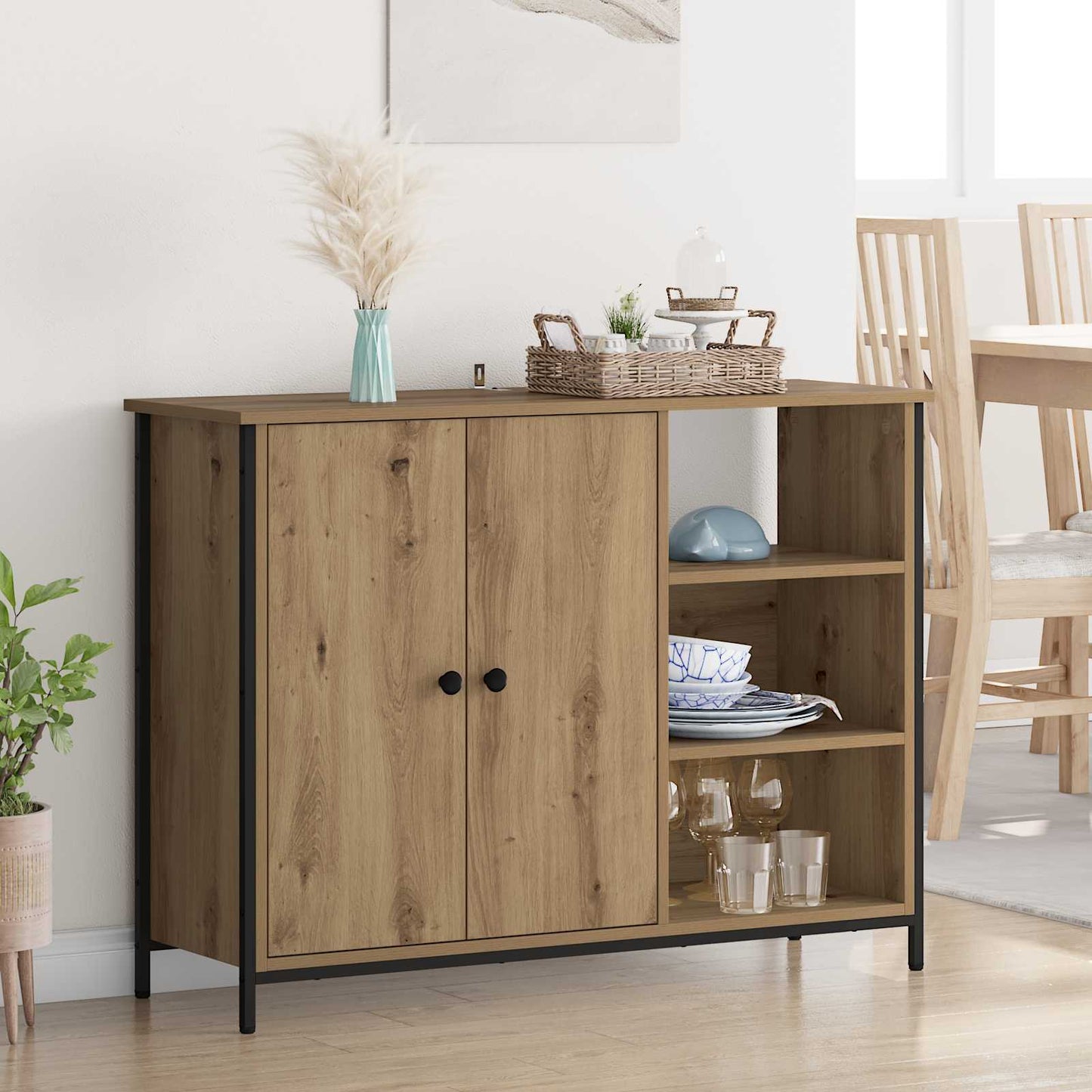 Sideboard Artisan Egetræ 100 x 33 x 75 cm Konstrueret træ