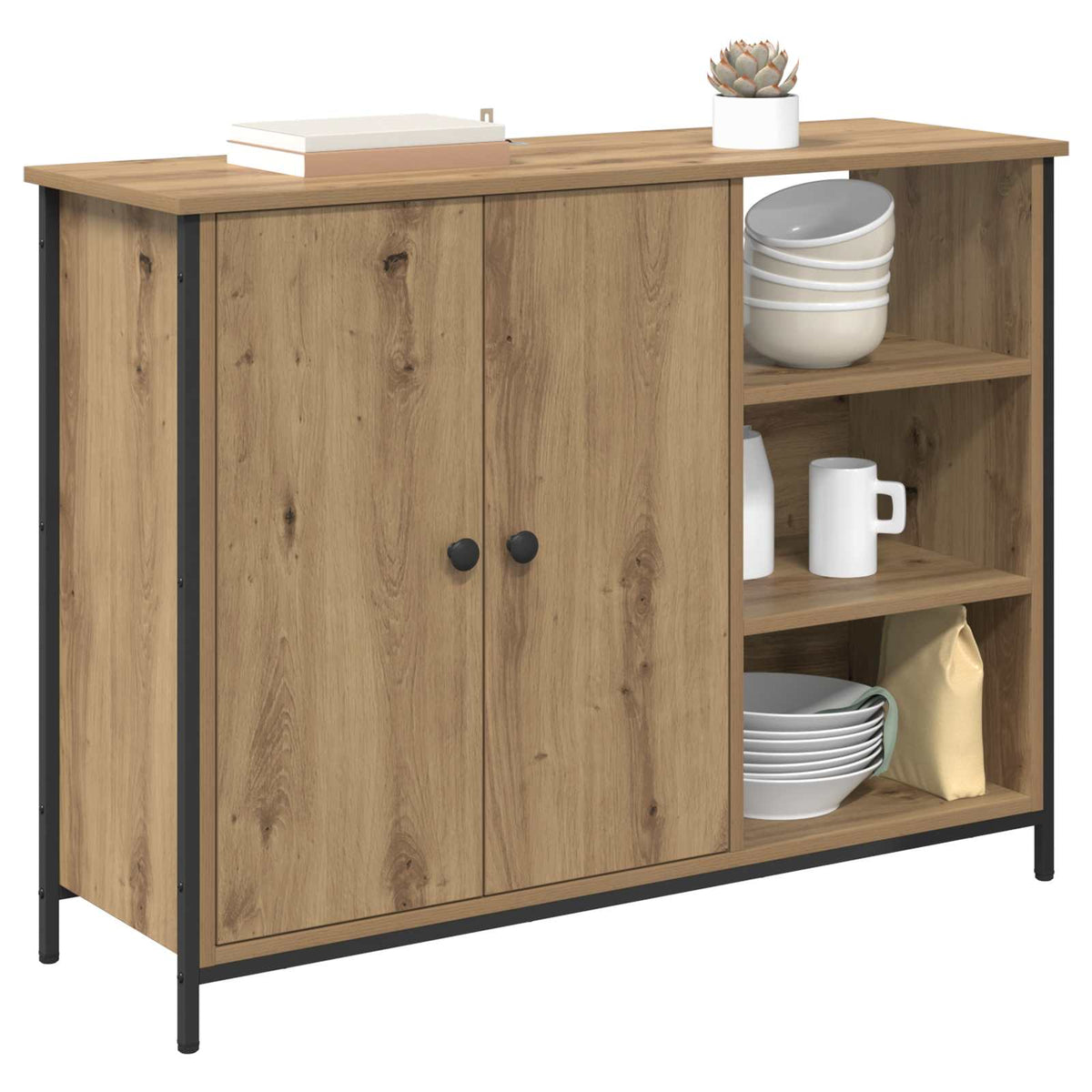 Sideboard Artisan Egetræ 100 x 33 x 75 cm Konstrueret træ