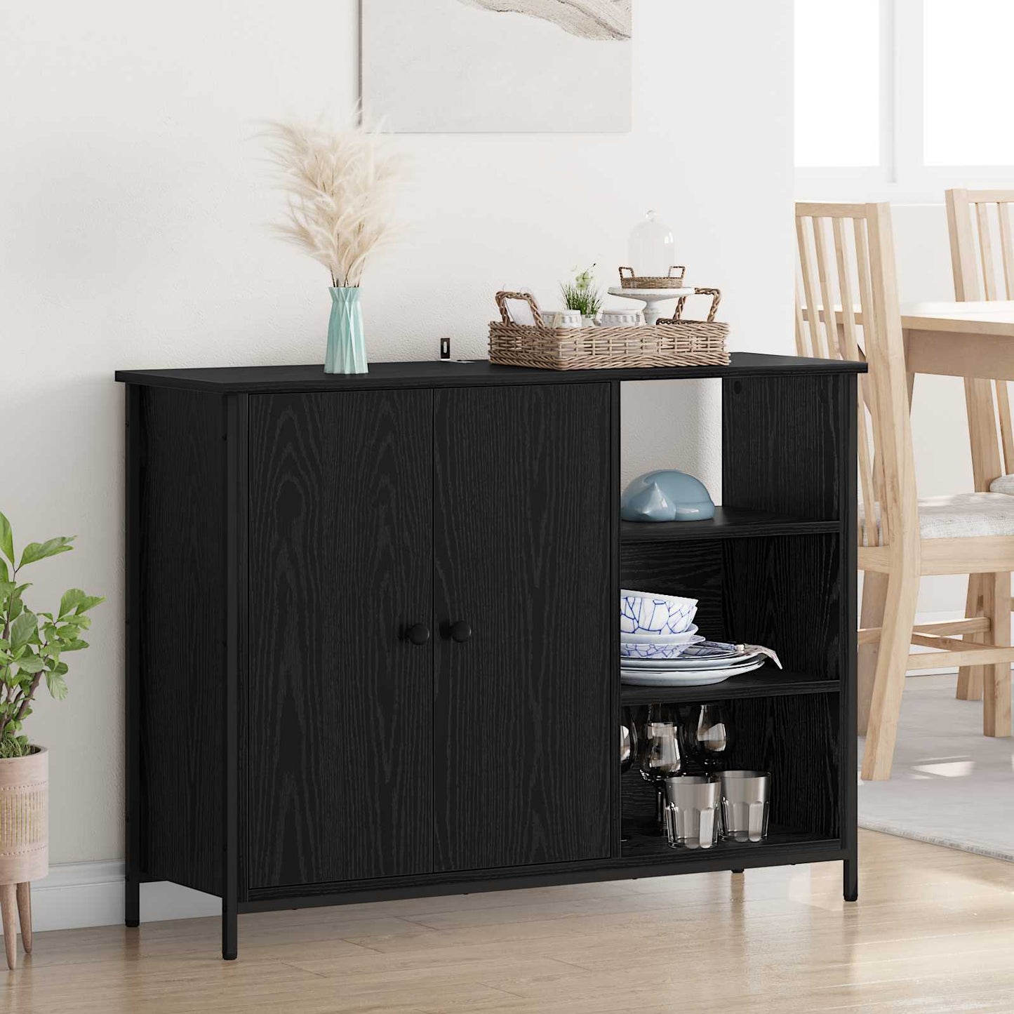 Sideboard Sort eg 100 x 33 x 75 cm Konstrueret træ