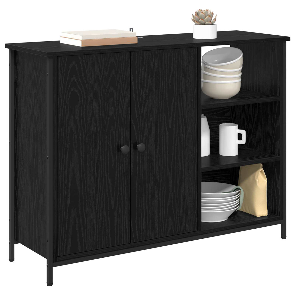 Sideboard Sort eg 100 x 33 x 75 cm Konstrueret træ