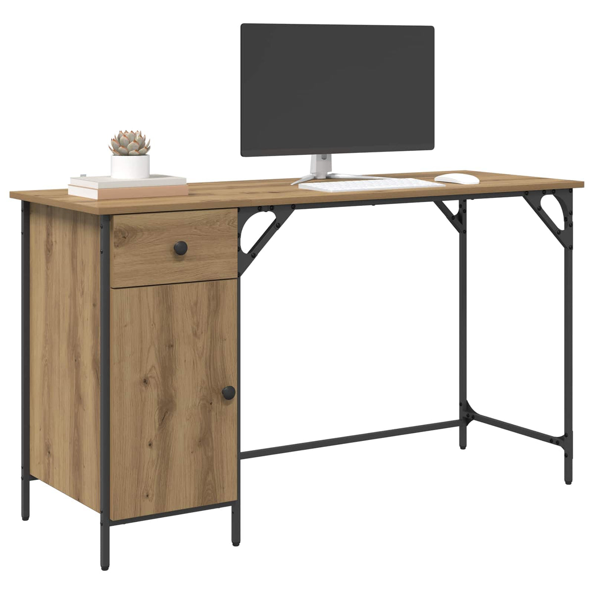 Computerbord Artisan Egetræ 131 x 48 x 75 cm Konstrueret træ