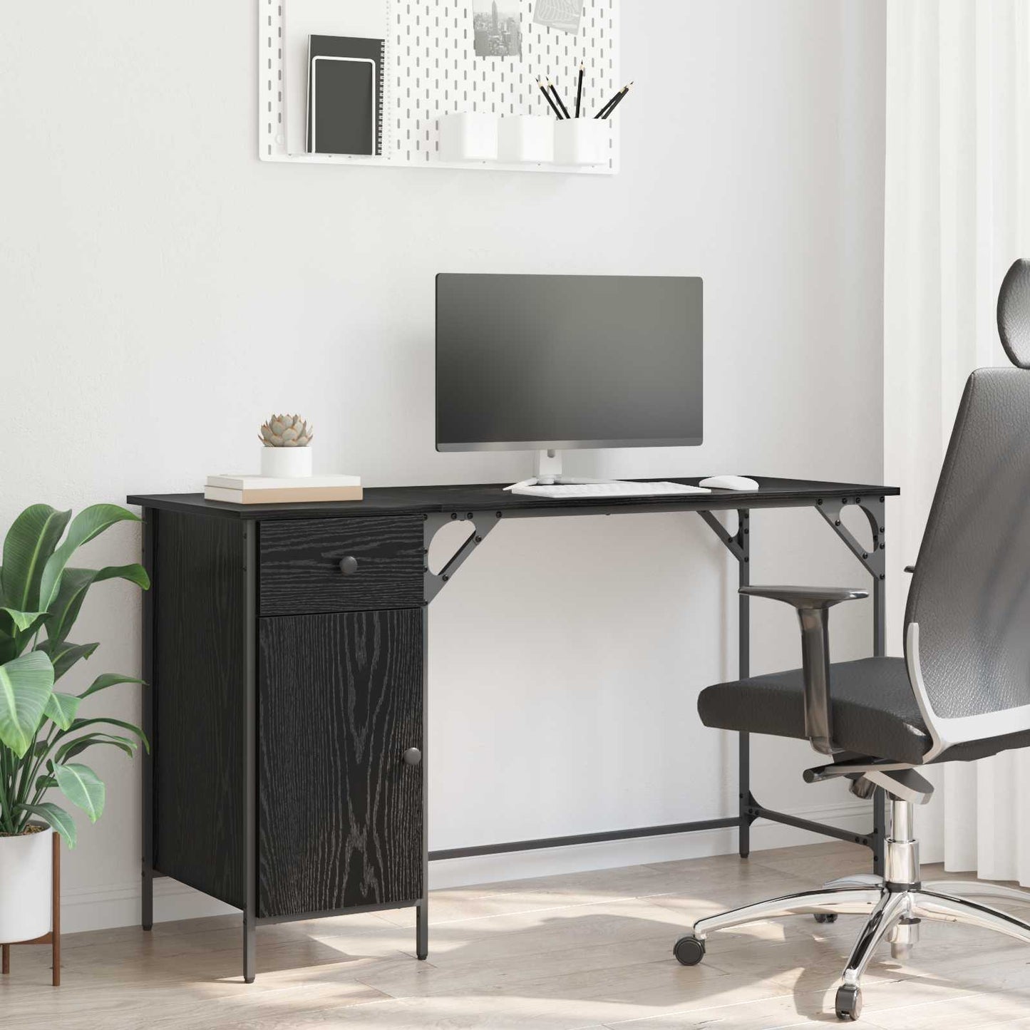 Computerbord Sort eg 131 x 48 x 75 cm Konstrueret træ