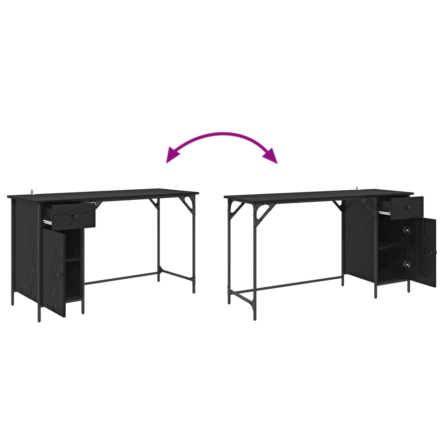 Computerbord Sort eg 131 x 48 x 75 cm Konstrueret træ