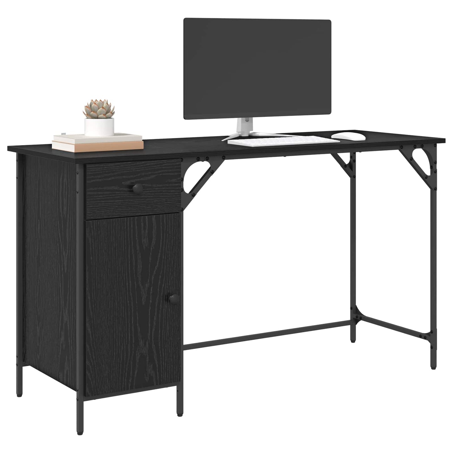 Computerbord Sort eg 131 x 48 x 75 cm Konstrueret træ