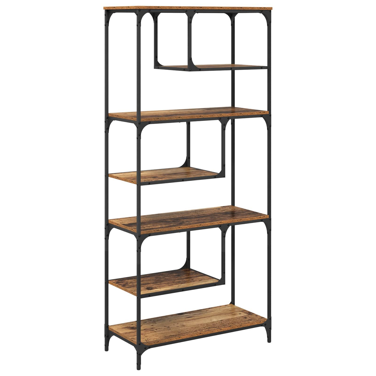 Bogreol 6 niveauer 81 x 36 x 176 cm Konstrueret træ Gammelt træ