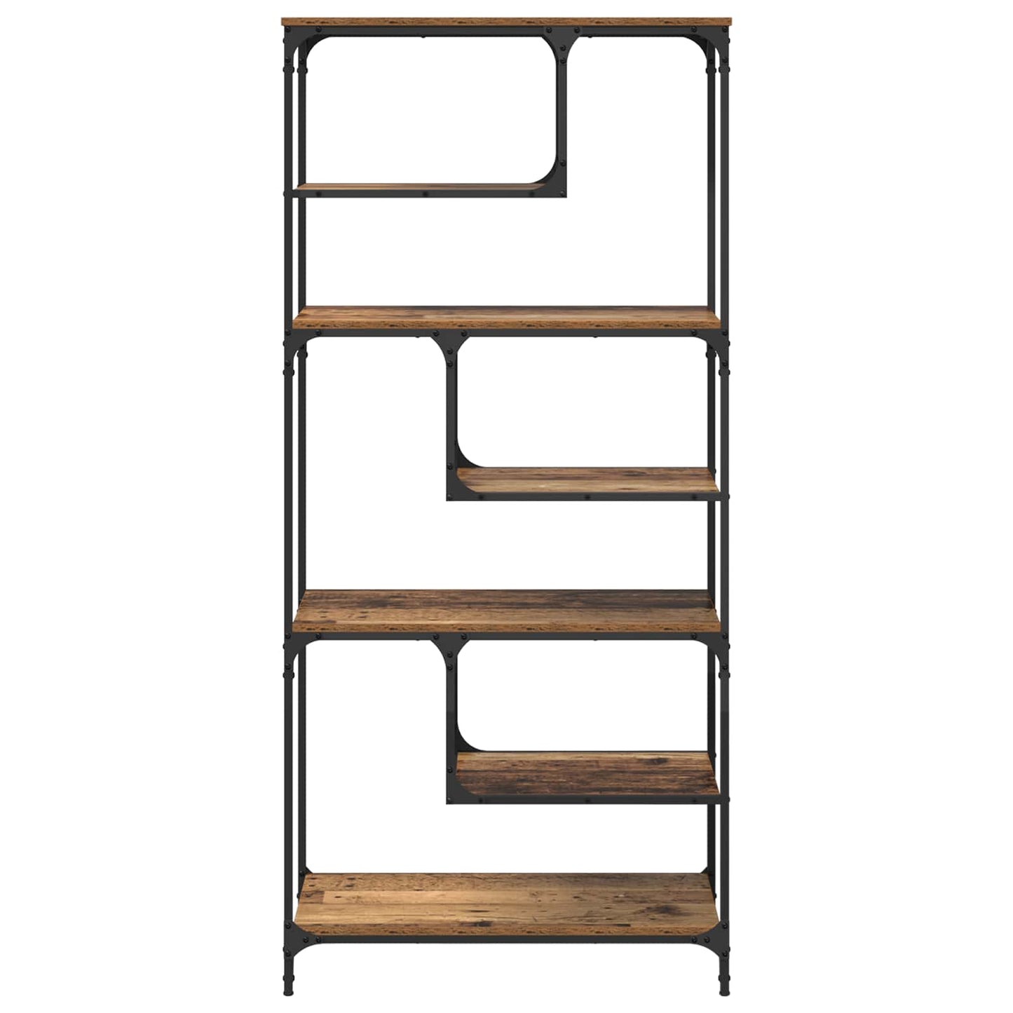 Bogreol 6 niveauer 81 x 36 x 176 cm Konstrueret træ Gammelt træ