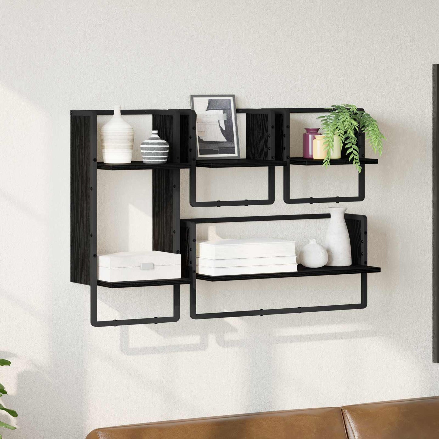 Væghyldesæt 4 stk. Sort eg 65 x 25 x 30 cm Konstrueret træ