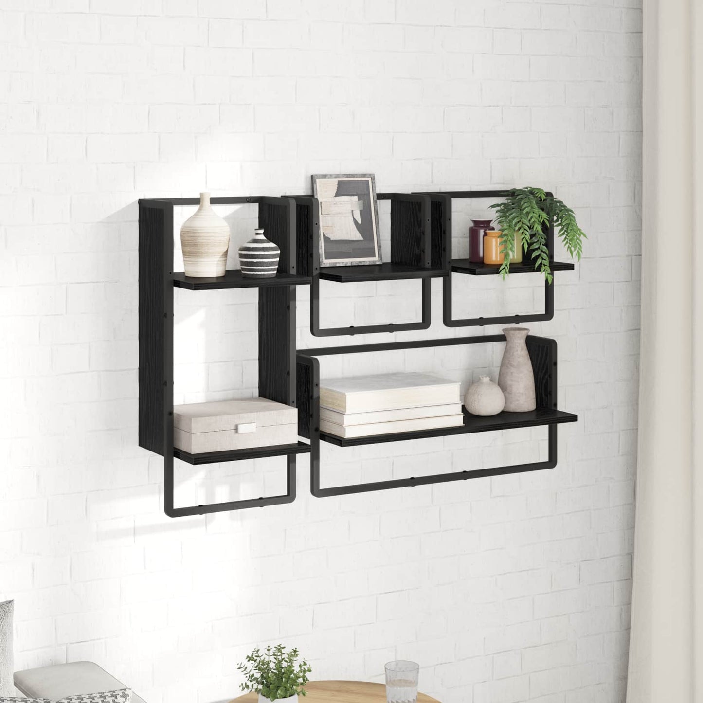 Væghyldesæt 4 stk. Sort eg 65 x 25 x 30 cm Konstrueret træ