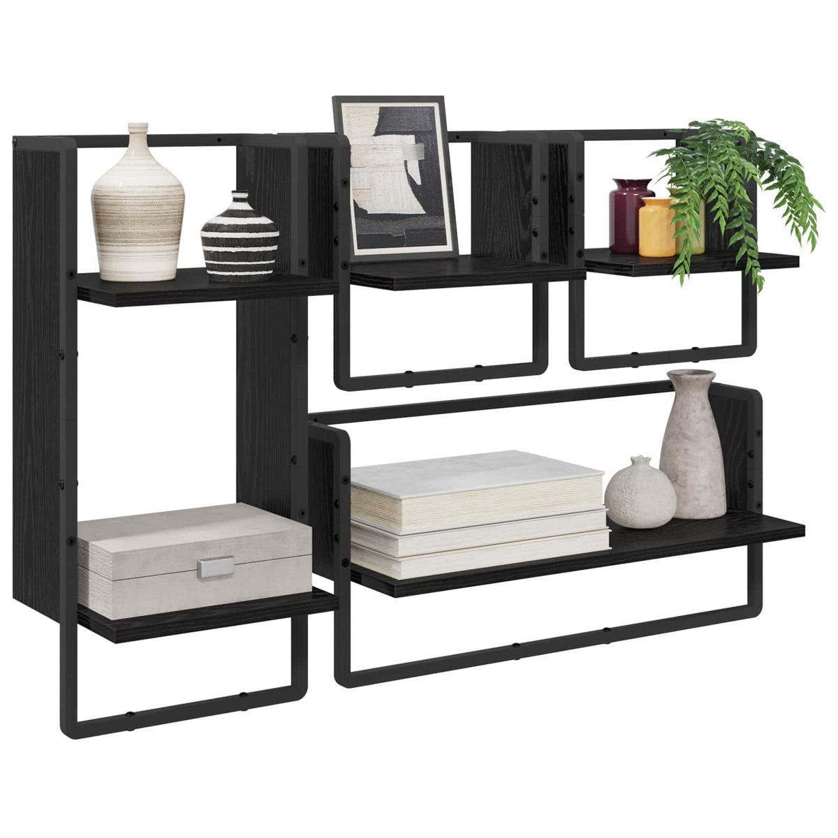 Væghyldesæt 4 stk. Sort eg 65 x 25 x 30 cm Konstrueret træ