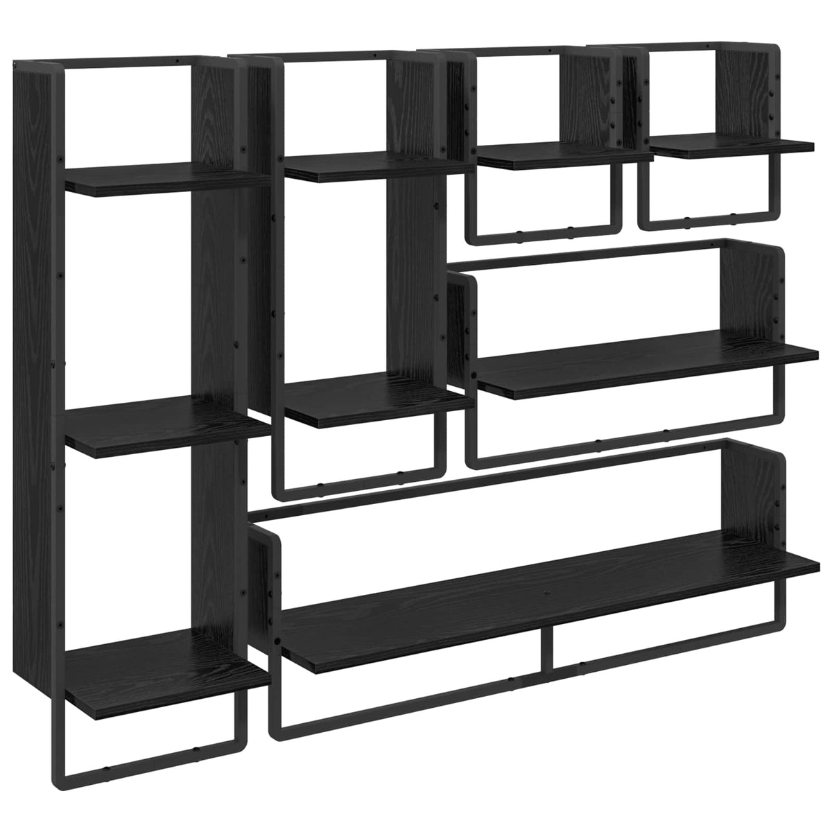 Væghyldesæt 6 stk. Sort eg 100 x 25 x 30 cm Konstrueret træ