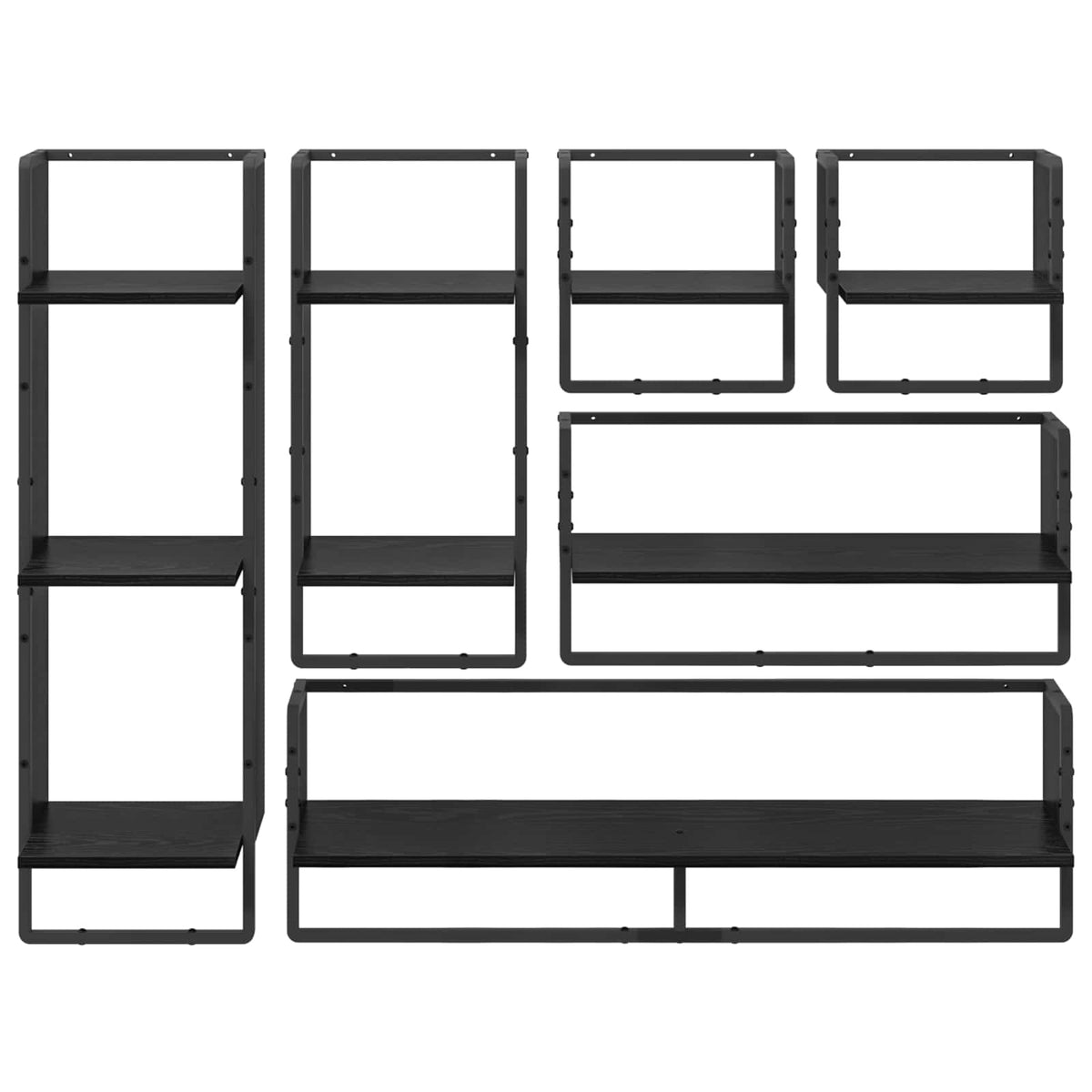 Væghyldesæt 6 stk. Sort eg 100 x 25 x 30 cm Konstrueret træ