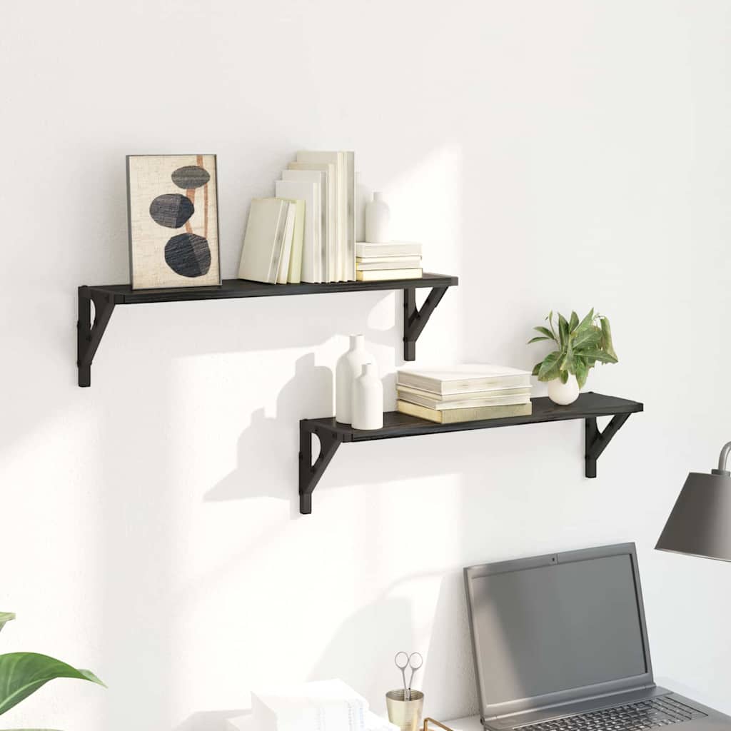 Væghylder 2 stk. Sort eg 60 x 15 x 15,5 cm Konstrueret træ