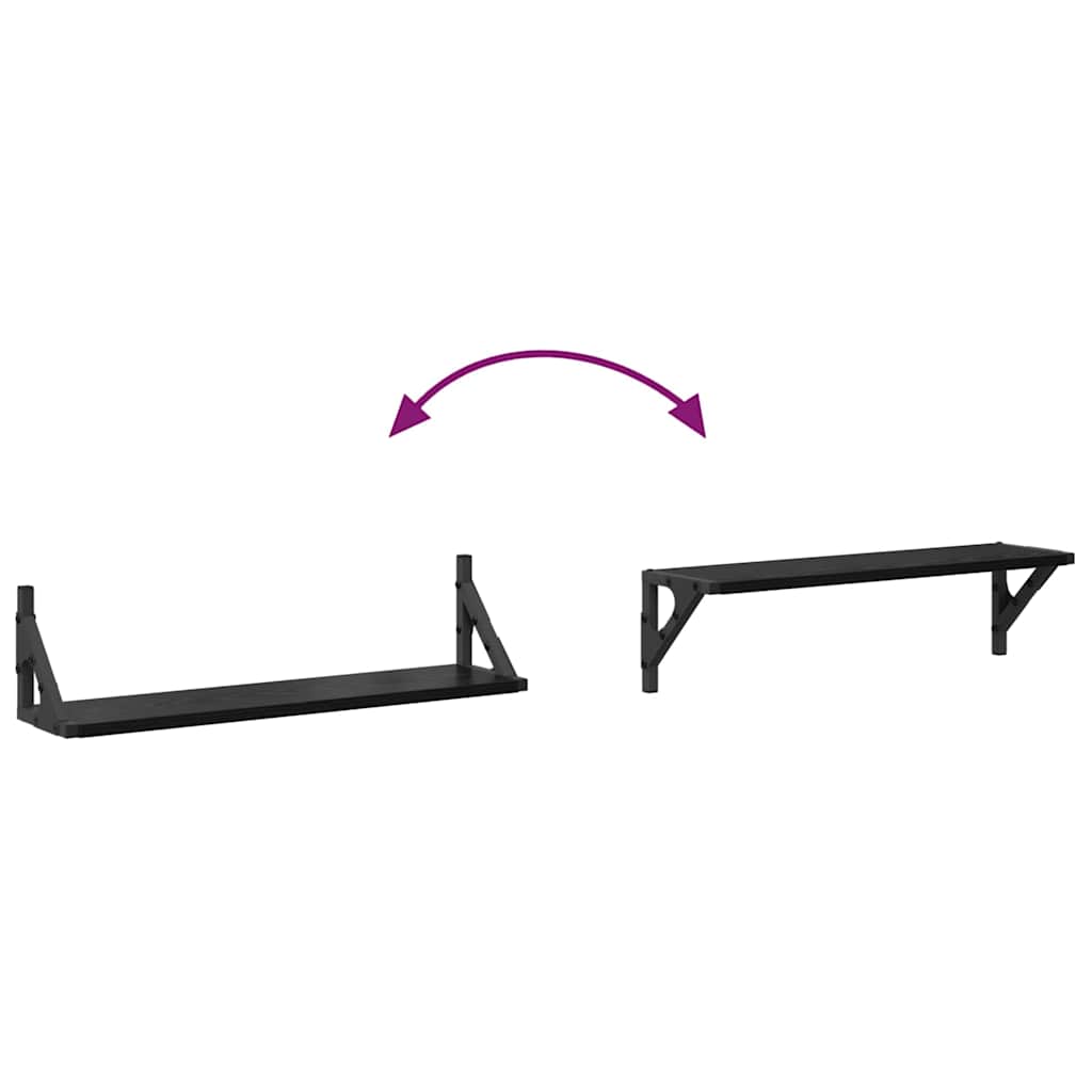 Væghylder 2 stk. Sort eg 60 x 15 x 15,5 cm Konstrueret træ