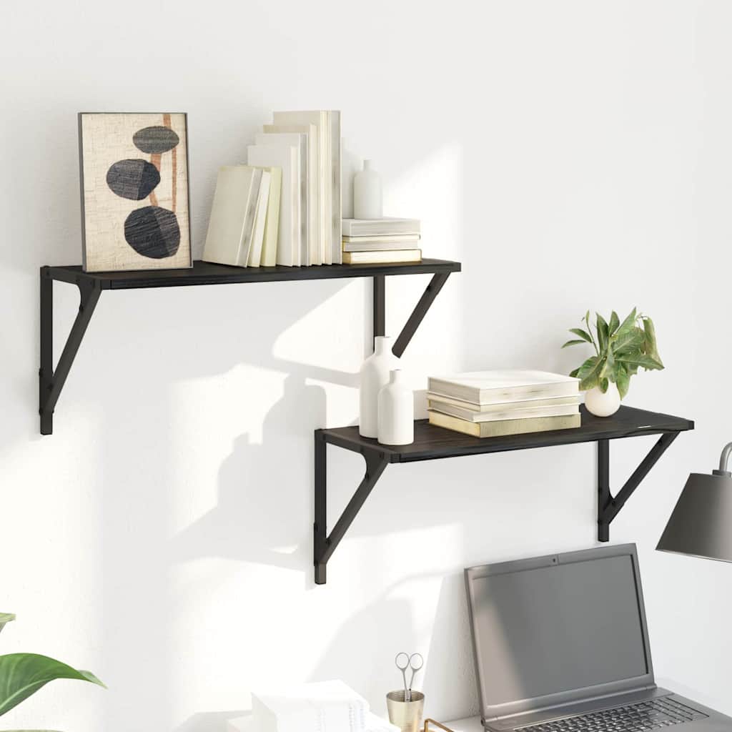 Væghylder 2 stk. Sort eg 60 x 25 x 25,5 cm Konstrueret træ