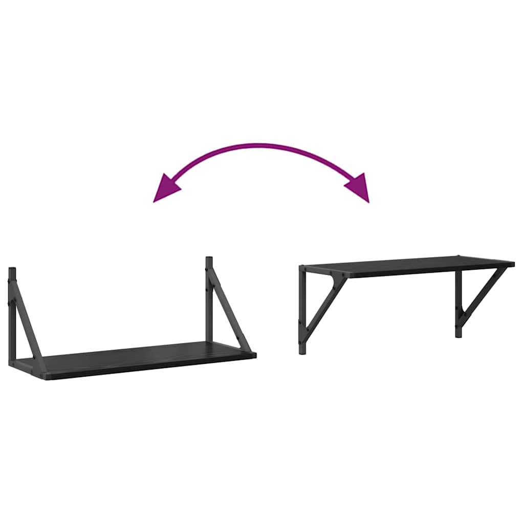 Væghylder 2 stk. Sort eg 60 x 25 x 25,5 cm Konstrueret træ