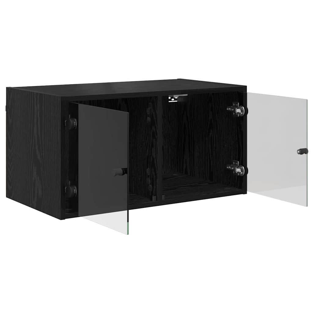 Væggeskabe 2 stk. 68 x 37 x 35 cm Konstrueret træ Sort eg