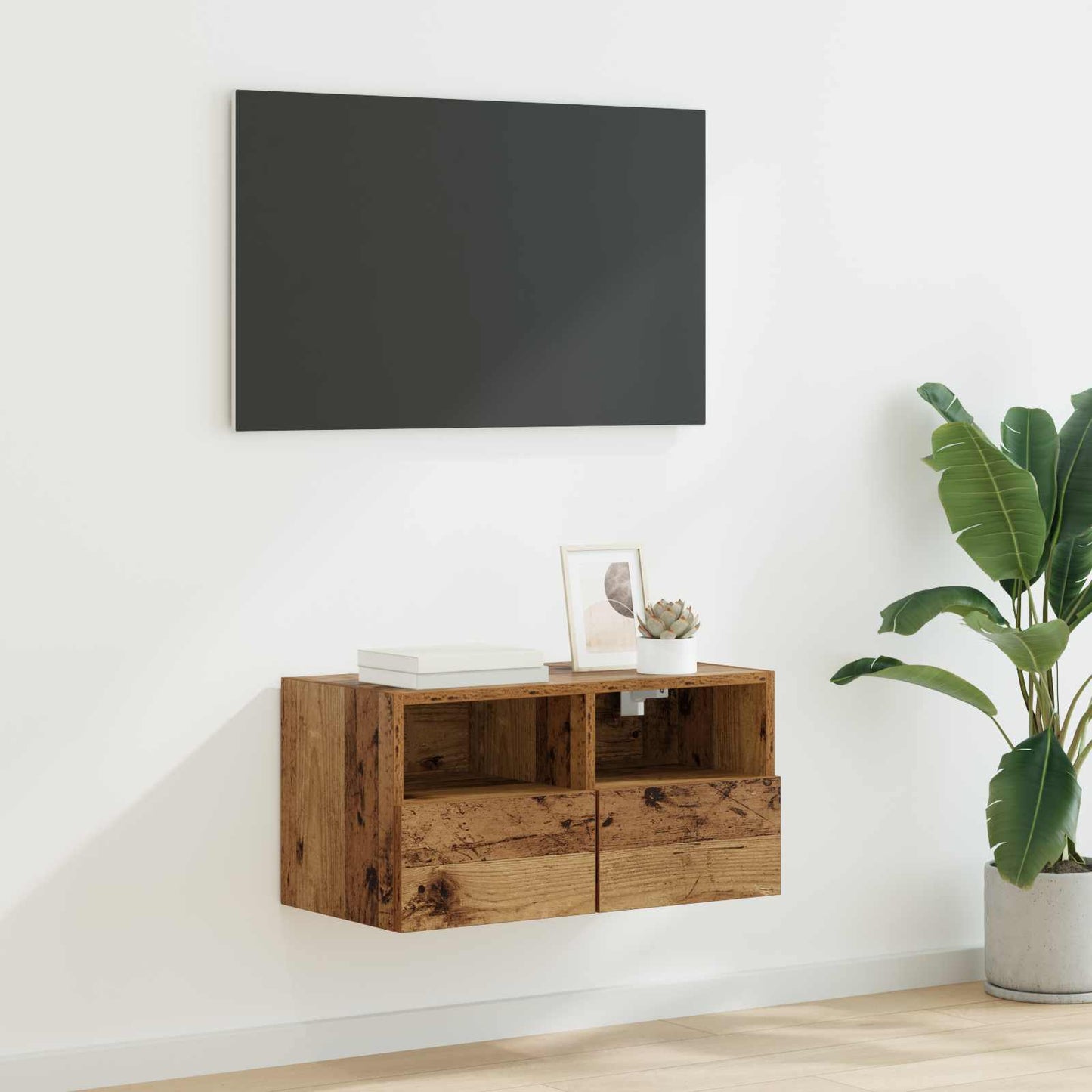 TV vægskab 60 x 30 x 30 cm Gammelt træ Konstrueret træ
