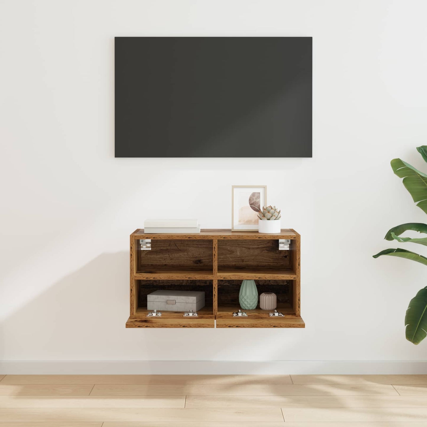 TV vægskab 60 x 30 x 30 cm Gammelt træ Konstrueret træ