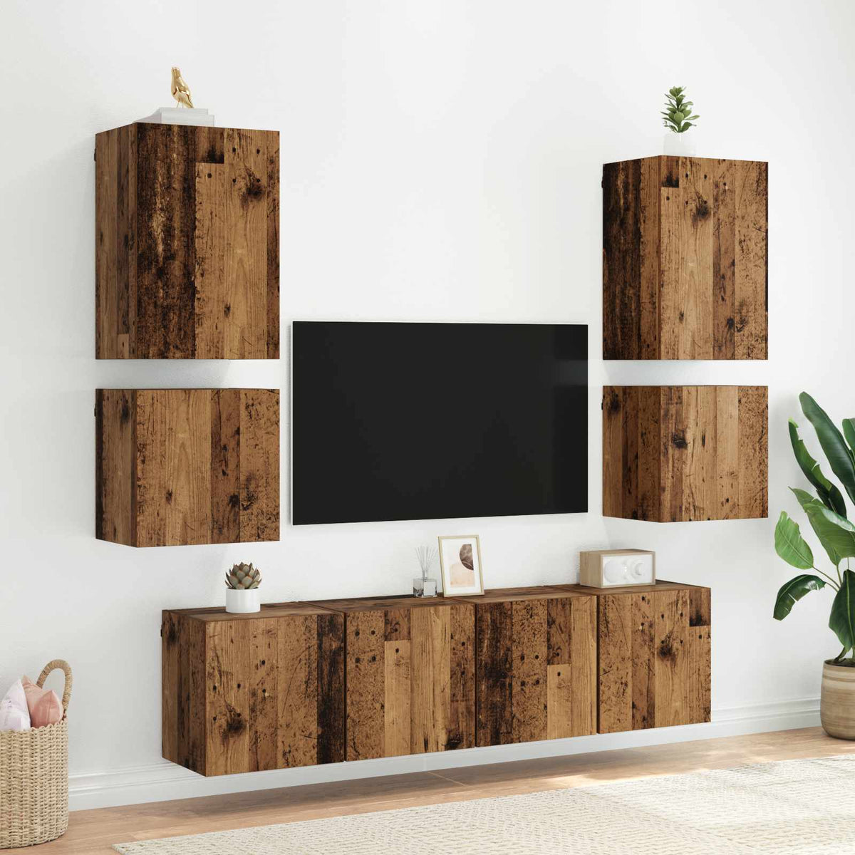 TV vægskab 40,5x30x40cm Gammelt træ Konstrueret træ