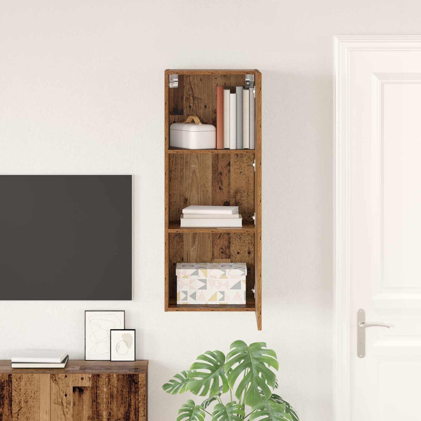TV vægskab 40,5 x 30 x 102 cm Gammelt træ Konstrueret træ