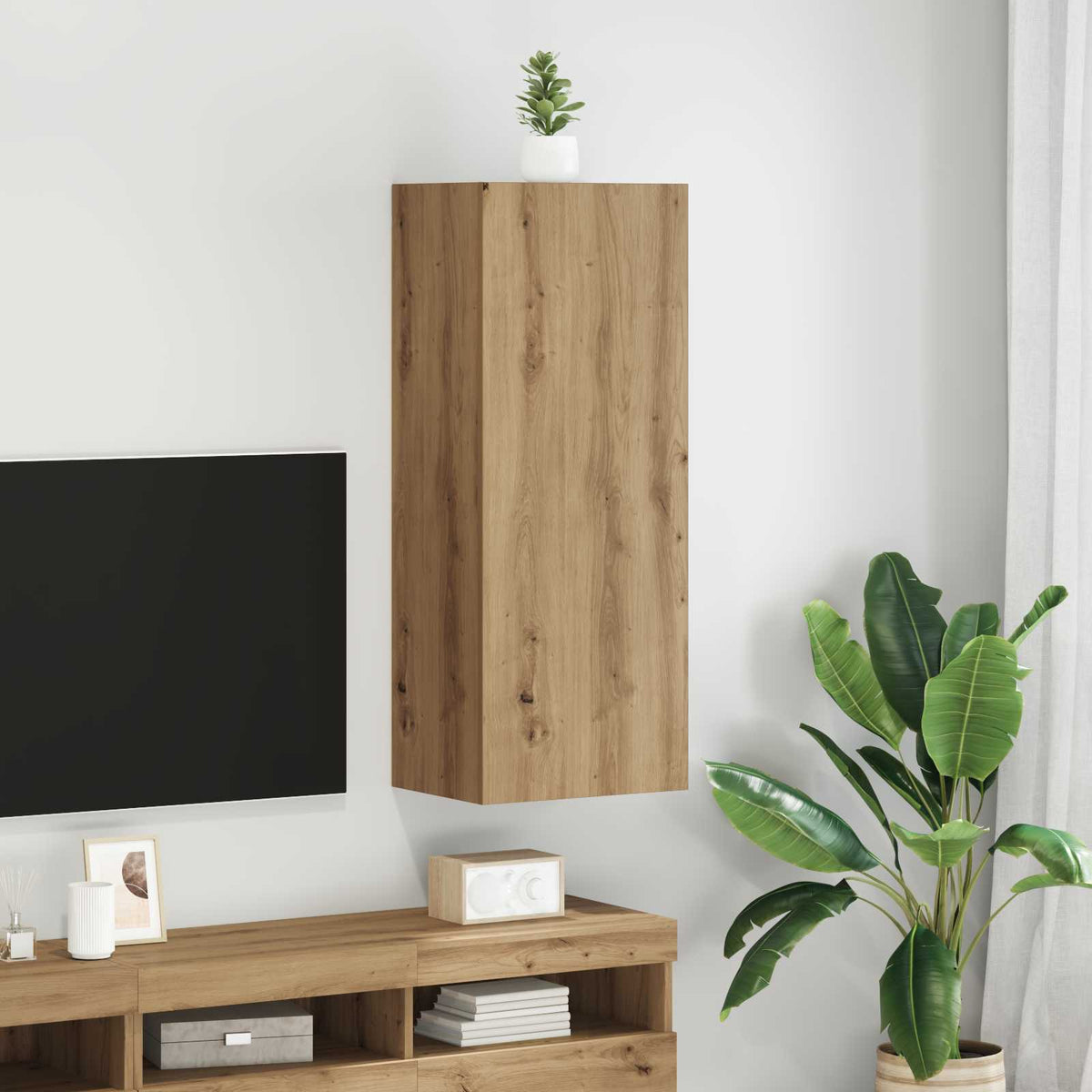 TV vægskab 40,5 x 30 x 102 cm Artisan Egetræ Konstrueret træ