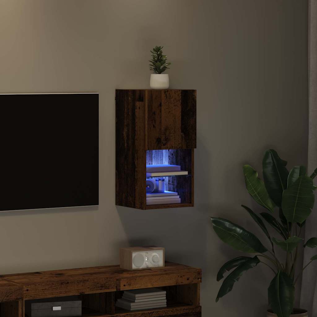 Væghængt TV Skab 30,5 x 30 x 60 cm Gammelt træ Konstrueret træ