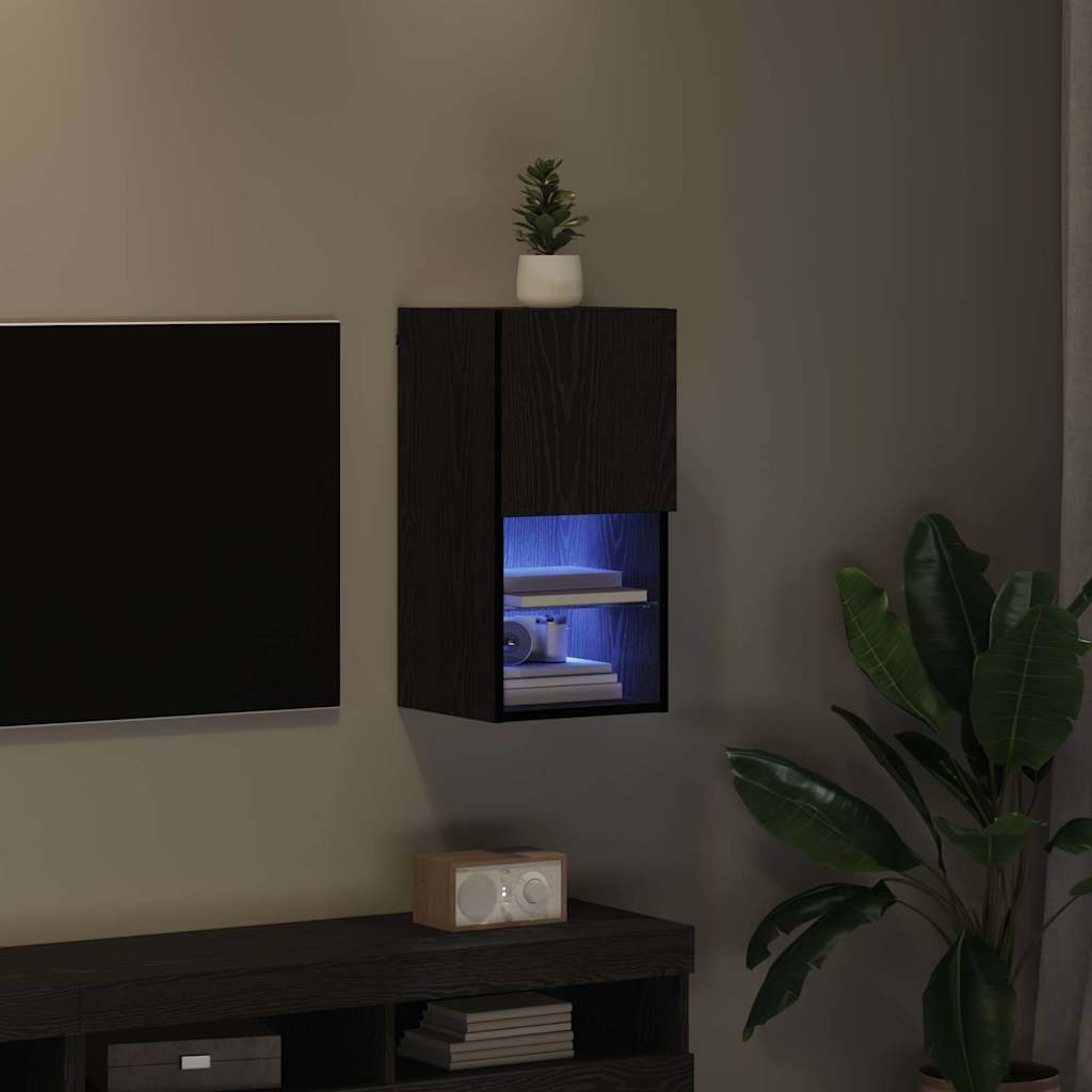 Væghængt TV Skab 30,5 x 30 x 60 cm Sort eg Konstrueret træ