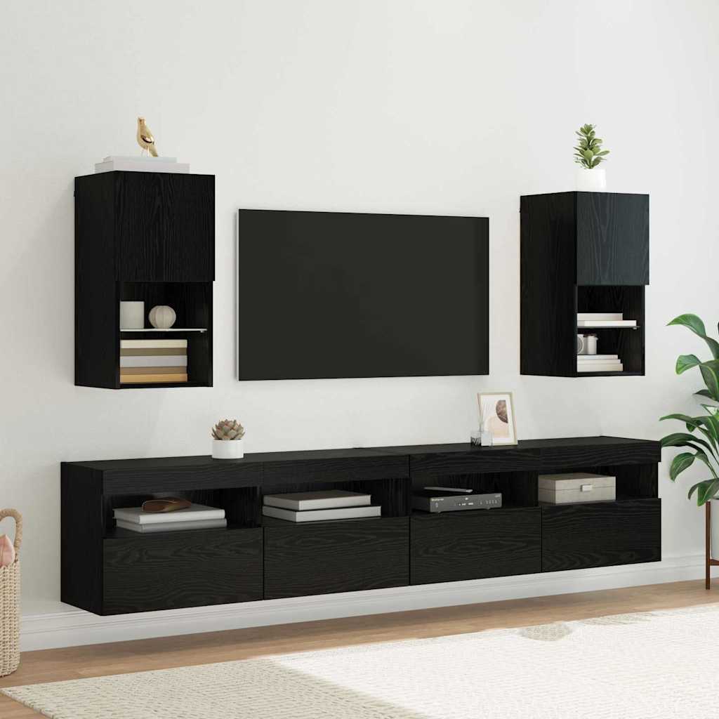 Væghængt TV Skab 30,5 x 30 x 60 cm Sort eg Konstrueret træ
