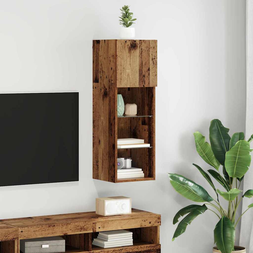 Væghængt TV Skab 30,5 x 30 x 90 cm Gammelt træ Konstrueret træ