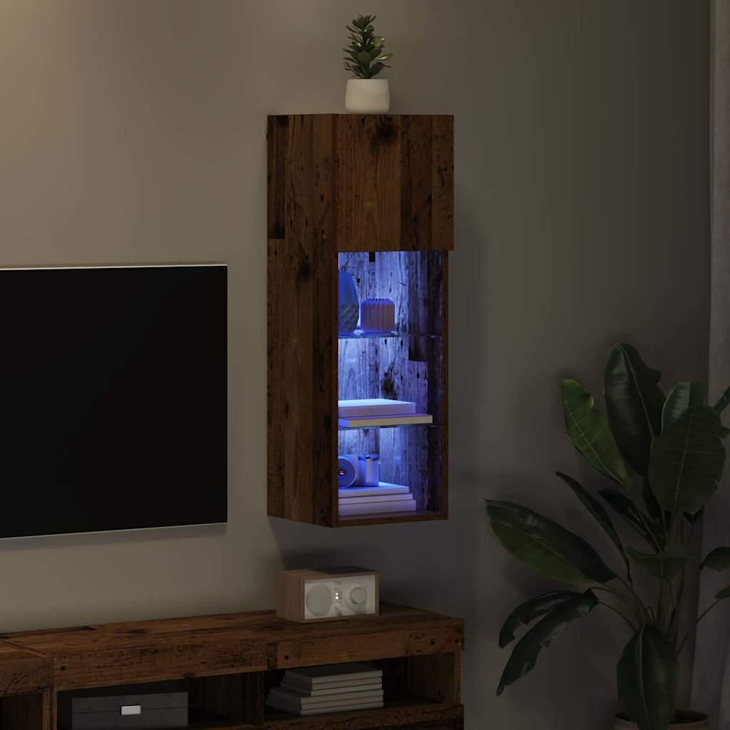 Væghængt TV Skab 30,5 x 30 x 90 cm Gammelt træ Konstrueret træ