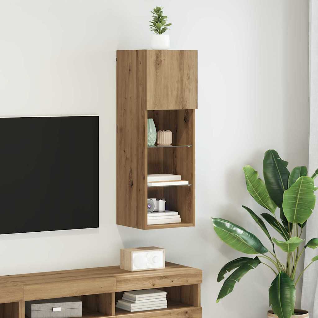 Væghængt TV Skab 30,5 x 30 x 90 cm Artisan Egetræ