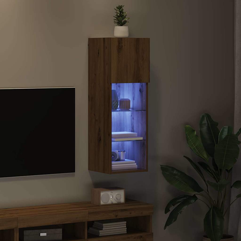 Væghængt TV Skab 30,5 x 30 x 90 cm Artisan Egetræ