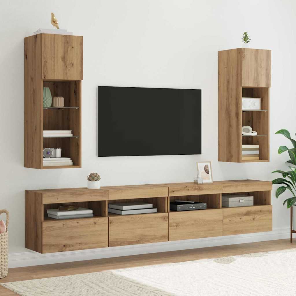 Væghængt TV Skab 30,5 x 30 x 90 cm Artisan Egetræ