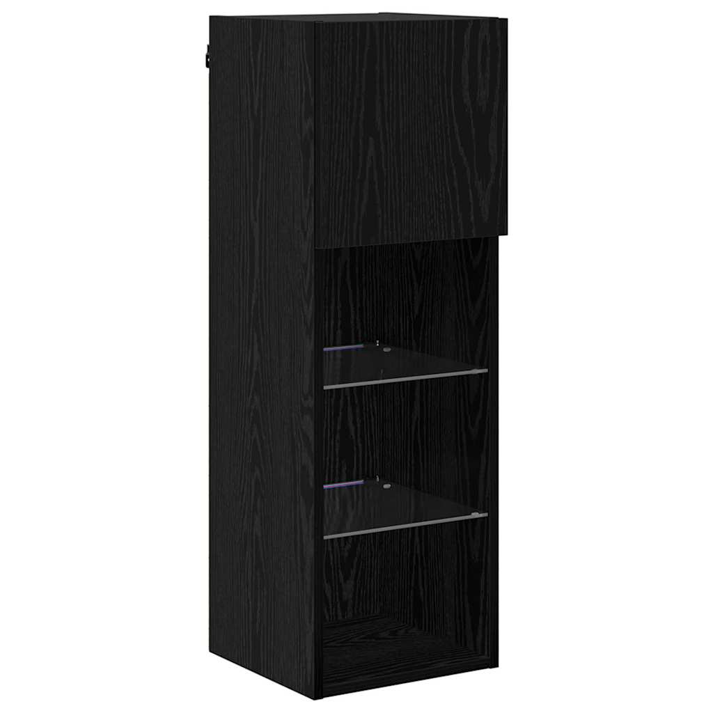 Væghængt TV Skab 30,5 x 30 x 90 cm Sort eg Konstrueret træ