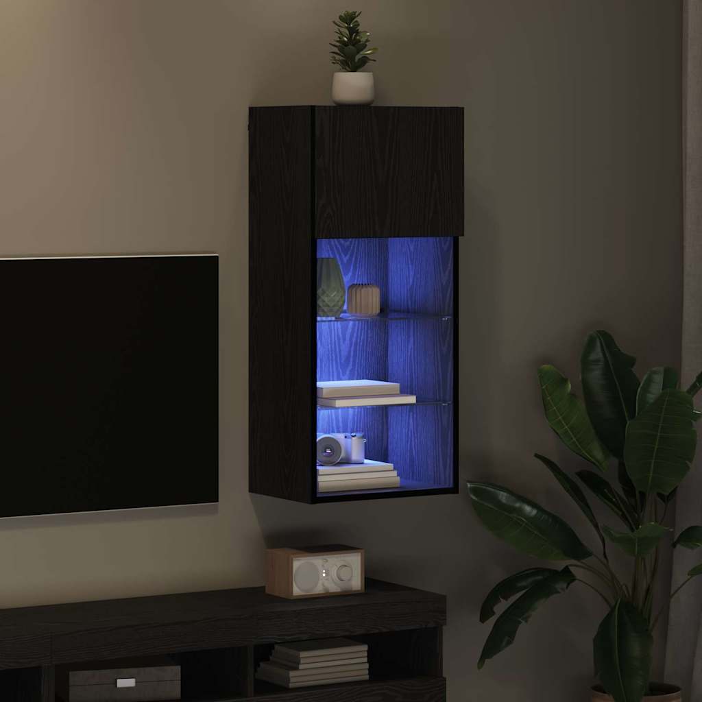 Væghængt TV Skab 40,5 x 30 x 90 cm Sort eg Konstrueret træ