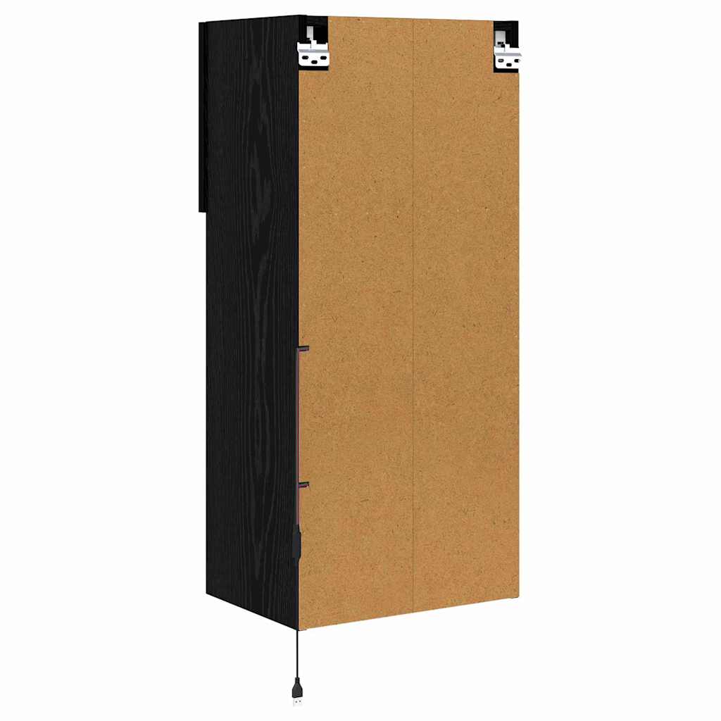 Væghængt TV Skab 40,5 x 30 x 90 cm Sort eg Konstrueret træ