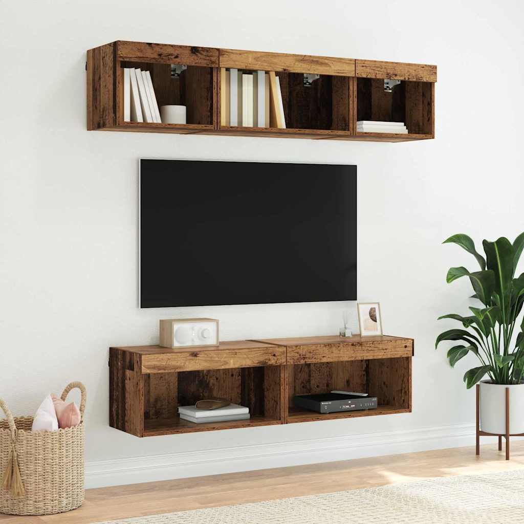 TV-møbelsæt 60 x 30 x 30 cm Gammelt træ Konstrueret træ