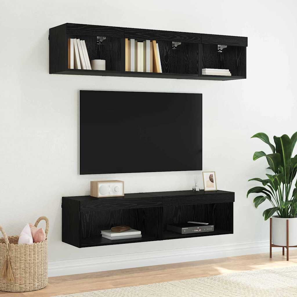 TV-møbelsæt 60 x 30 x 30 cm Sort eg Konstrueret træ