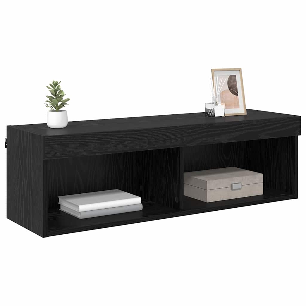 TV vægskab 100 x 30 x 30 cm Sort eg Konstrueret træ