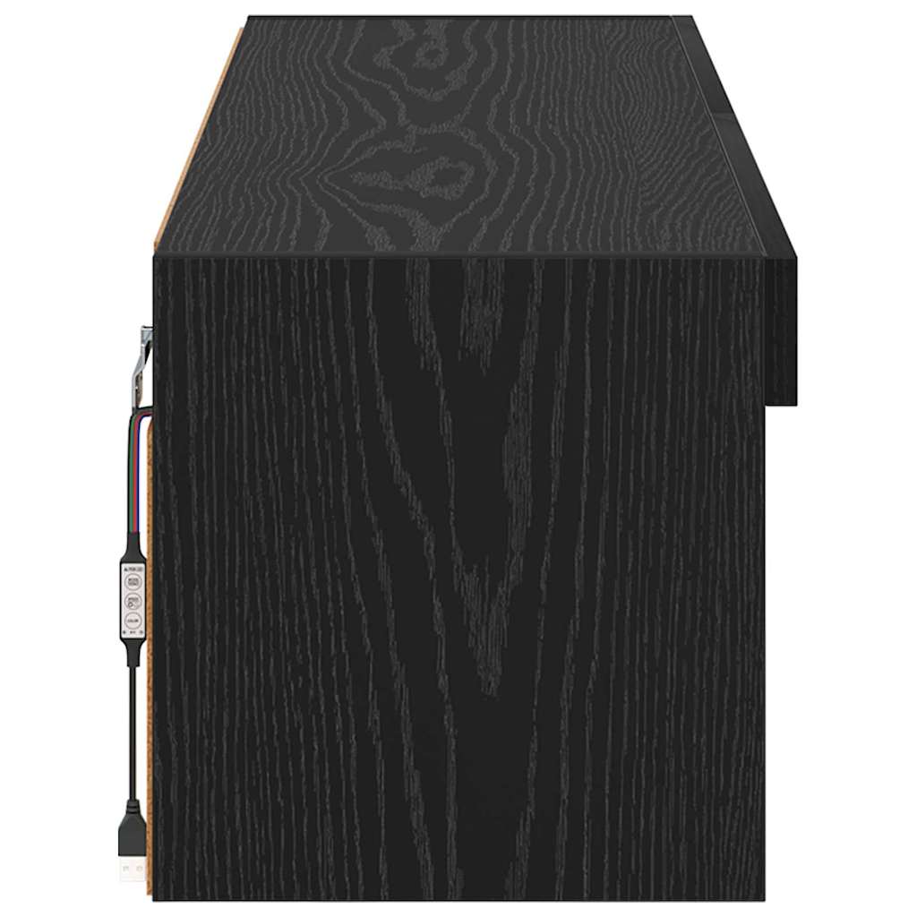TV vægskab 100 x 30 x 30 cm Sort eg Konstrueret træ