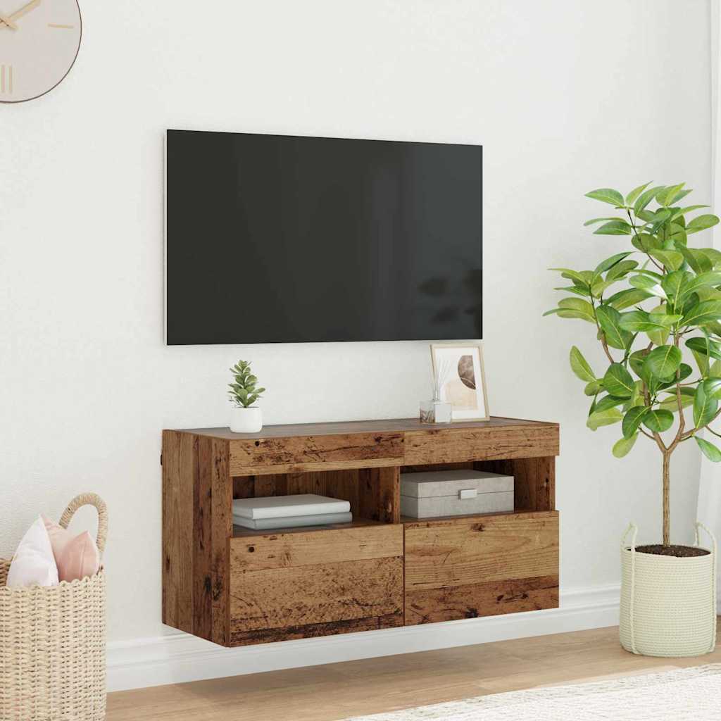 TV vægskab 80 x 30 x 40 cm Gammelt træ Konstrueret træ