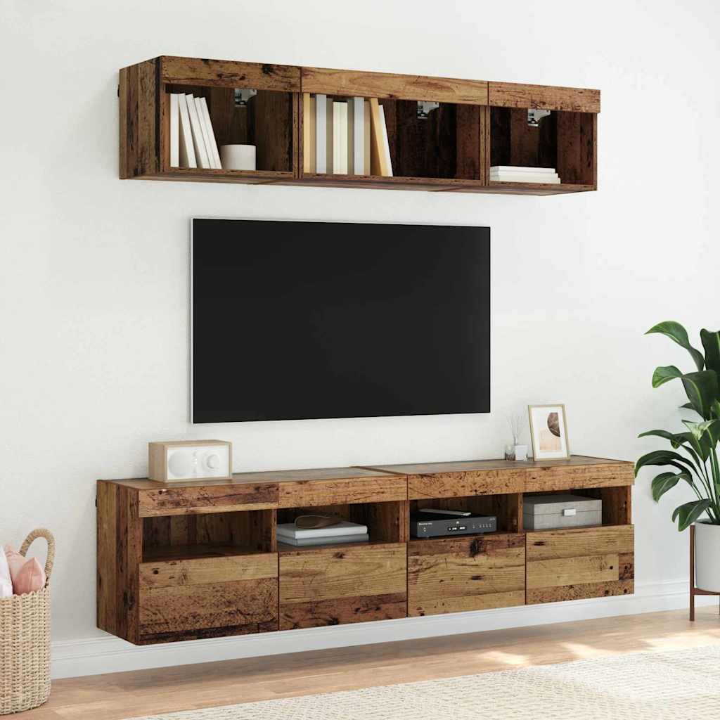TV vægskab 80 x 30 x 40 cm Gammelt træ Konstrueret træ